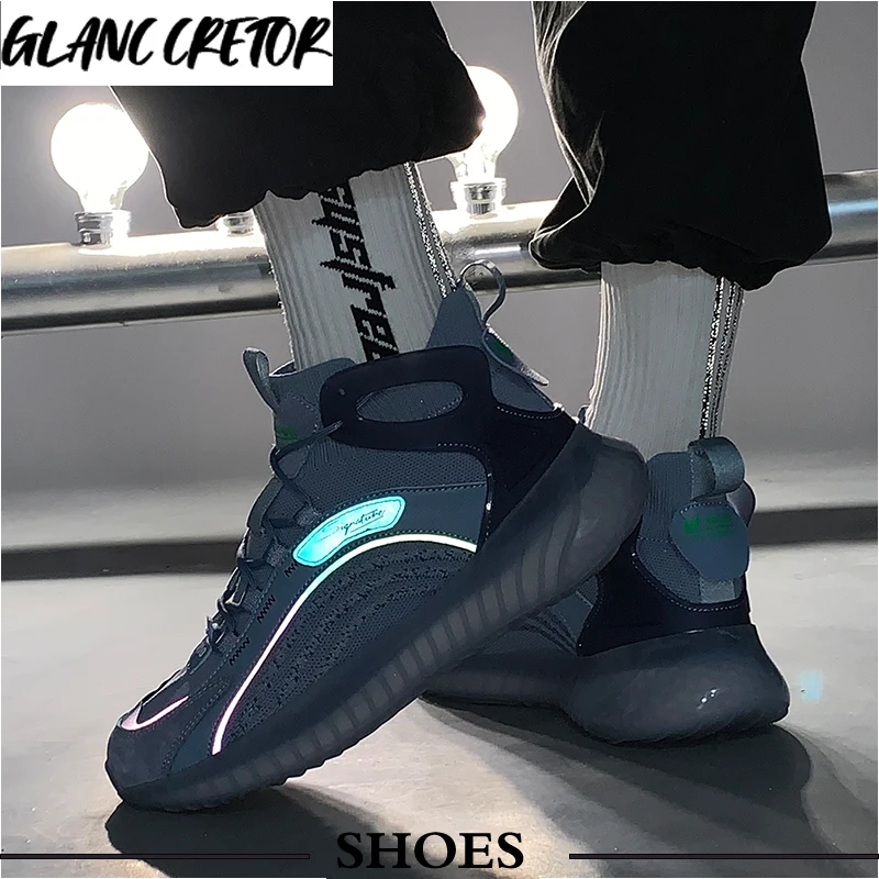 

Classic Men Sneakers Breathable Running Shoes Trendy Hard-wearing Reflective Sports Shoes Antiskid Damping Outsole Jogging Shoes