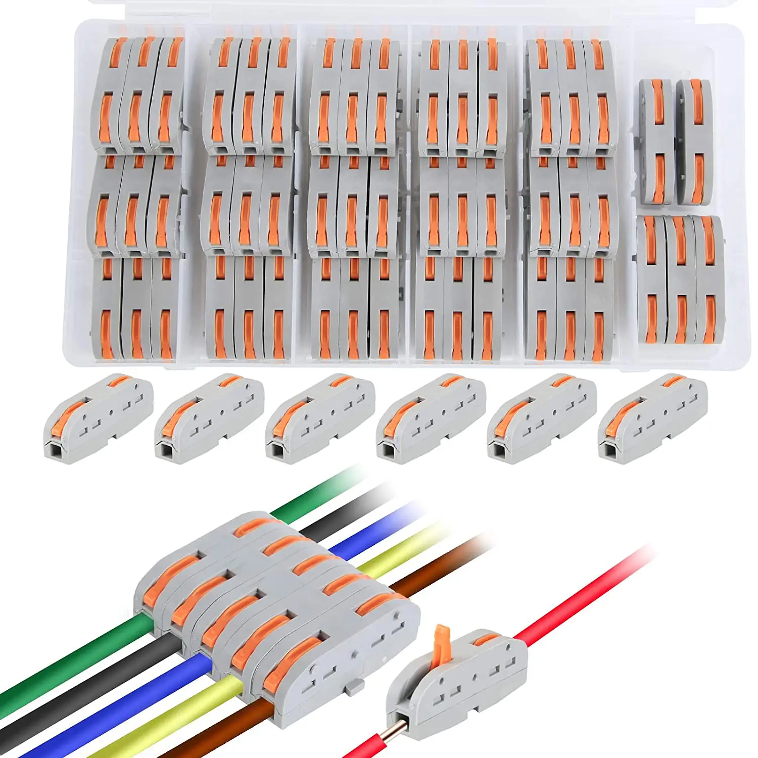 

1/3/5pcs Mini Fast Wire Cable Connectors - Universal Compact Conductor Spring Splicing Wiring Connector Push-in Terminal Block