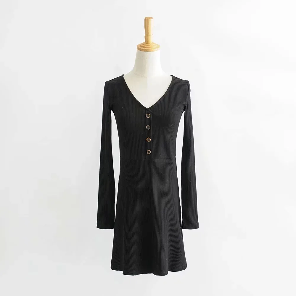 На пуговицах бедра сексуальное v образным вырезом тонкое платье с длинным