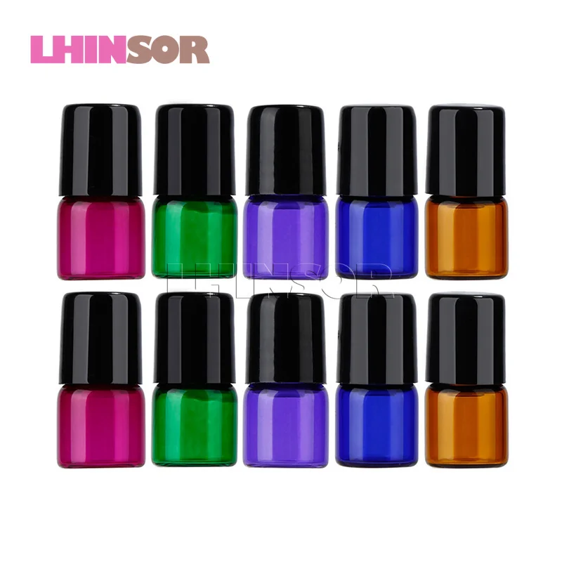 

50 шт./упак. 1 мл 2 мл 3 мл 5 красочные Стекло роликовые на бутылках, Doterra емкости для образцов бутылка флаконы для эфирных масел с роликом мяча