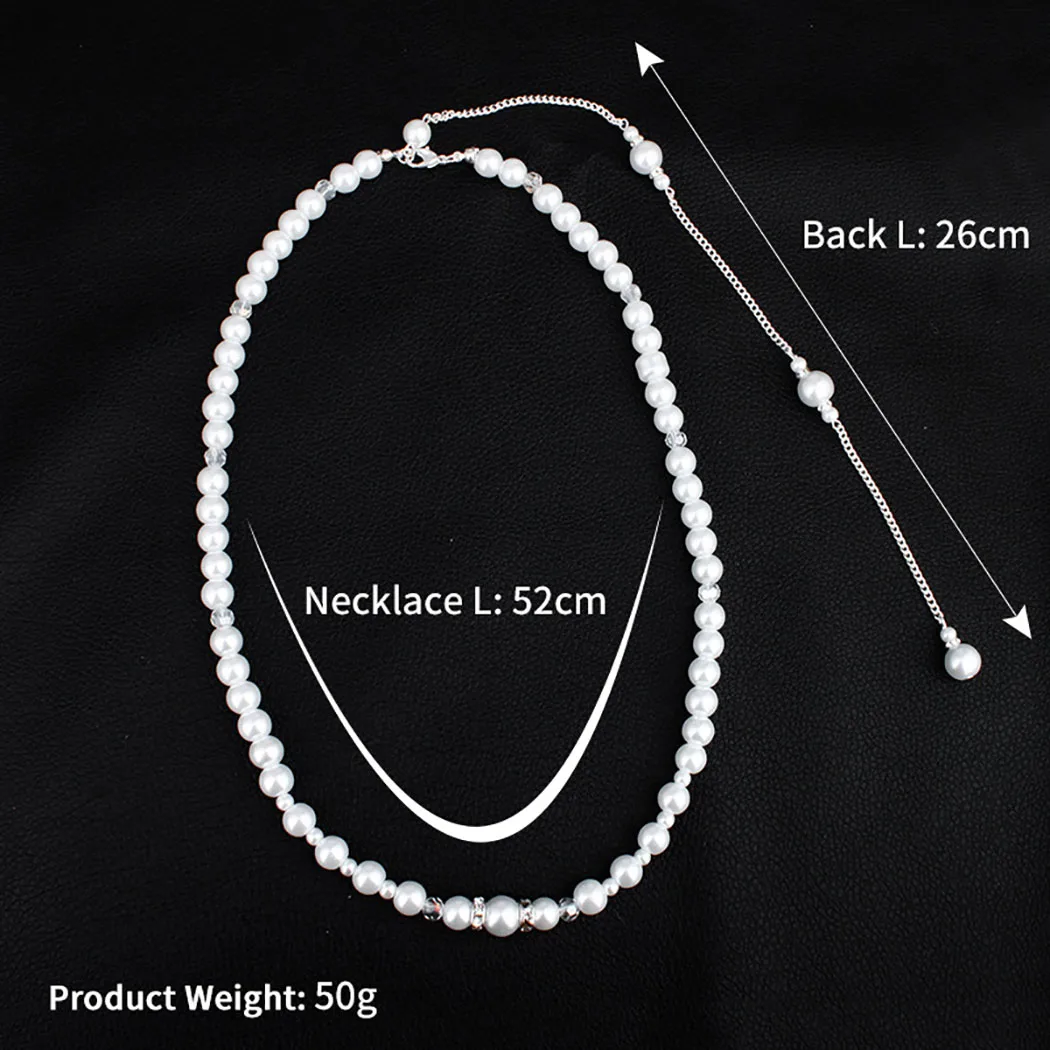 

2021 New Simulated Pearl Backdrop Necklaces Back Chain Jewelry For Women Party Wedding Backless Dress Accessories