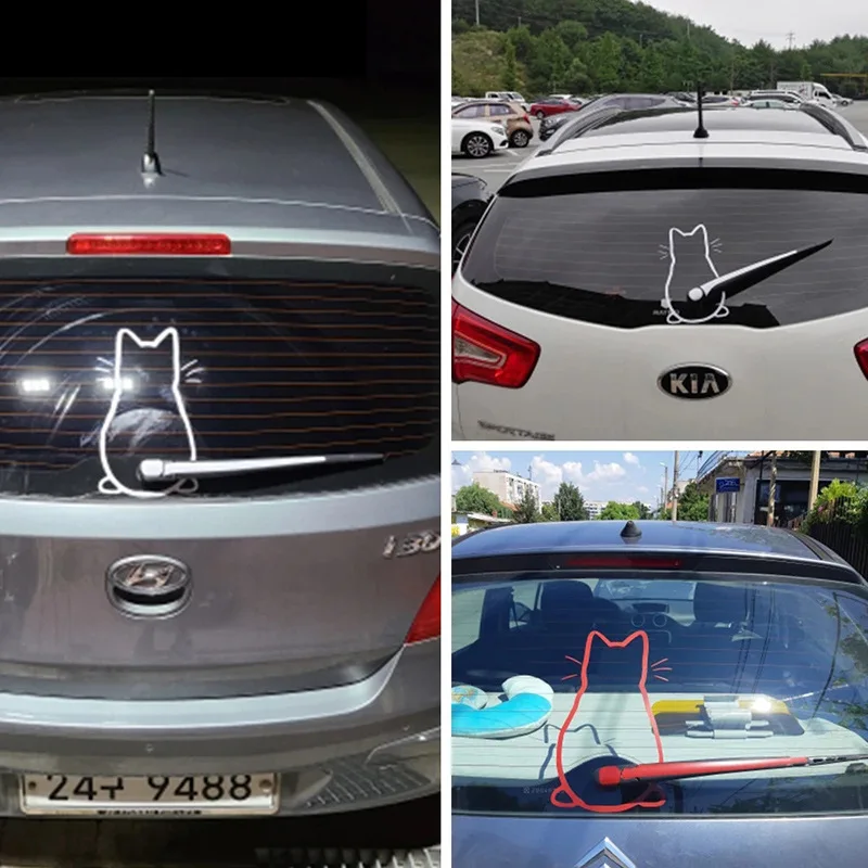 

Auto Accessories Reflective Rear Window Glass Funny Cat Cartoon Sticker For Car