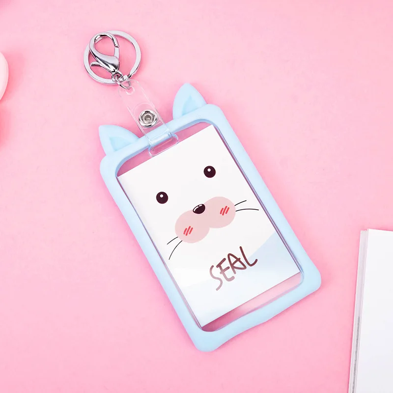 seal Мультяшные животные, кошка, медведь, кошка, выдвижная катушка для значков, силиконовый держатель для студенческих карт, держатель для автобусной работы, кредитный держатель для карт, чехол - Цвет: seal