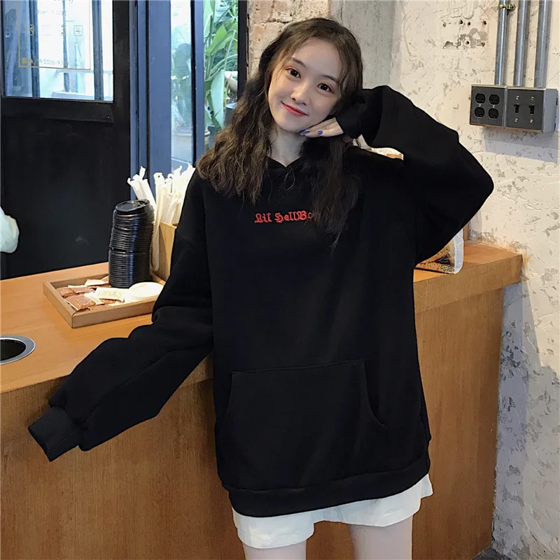 

Halloween Selber MachenHarajuku Hoodies Girl Little Devil Horns Gothic Hooded Sweatshirts Women Demon Loose Pullovers