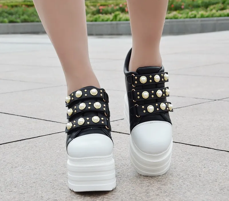 

14cm autumn new casual shoes indoor height increase platform Korean women's white shoes with thick bottom