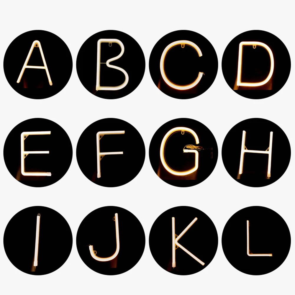 Ночник неоновый светильник с цифрами 26 букв для дня рождения свадьбы вечеринки