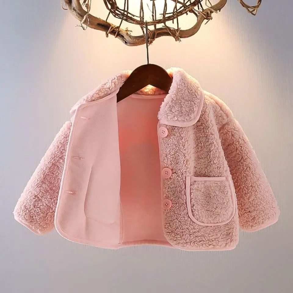 

Girls Autumn and Winter Coat 2021 New Baby Girl Plus Velvet Thick Wool Sweater Children's Western Style Winter Coat Top