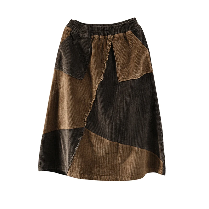 Женские юбки средней длины составного кроя толстые вельветовые винтажные из 100%