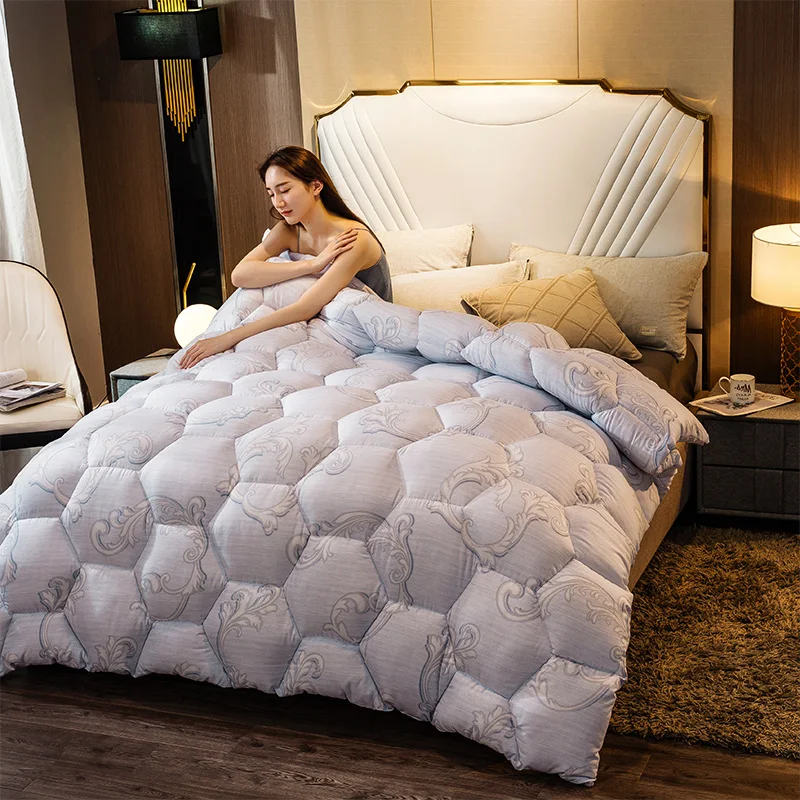 

3D Flower Print Down Quilt Home Textiles Exquisite Fluffy Thick Winter Bedding Summer Down Duvet Warm Cotton Feather Quilt