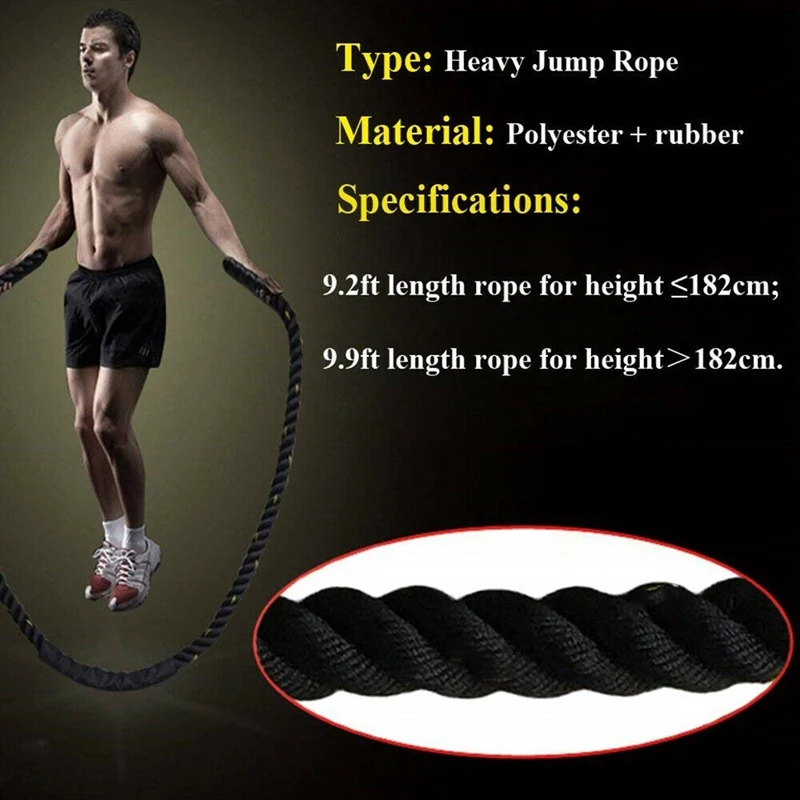 Fitness Heavy Jump Rope Crossfit Weighted Battle Skipping Ropes Power MMA Training Improve Strength Muscle 25mm | Спорт и