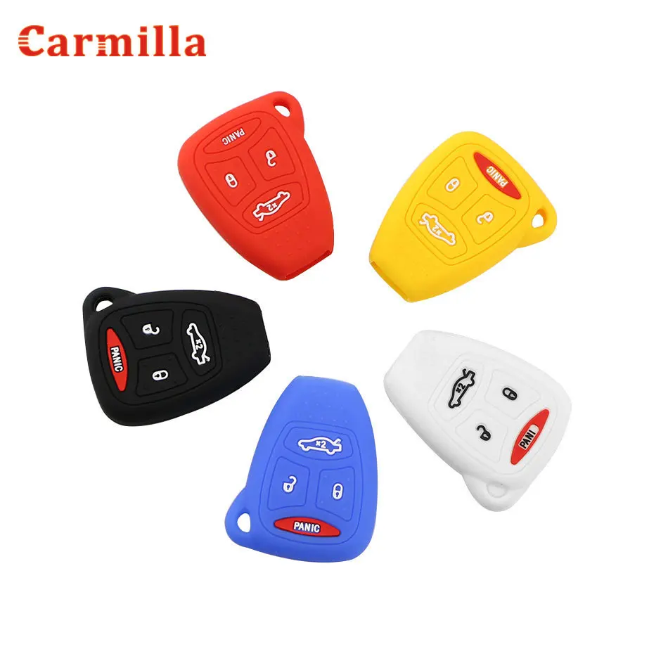 Чехол для автомобильного ключа Carmilla Jeep Wrangler Compass Liberty CHRYSLER 300C 4 кнопочный защитный