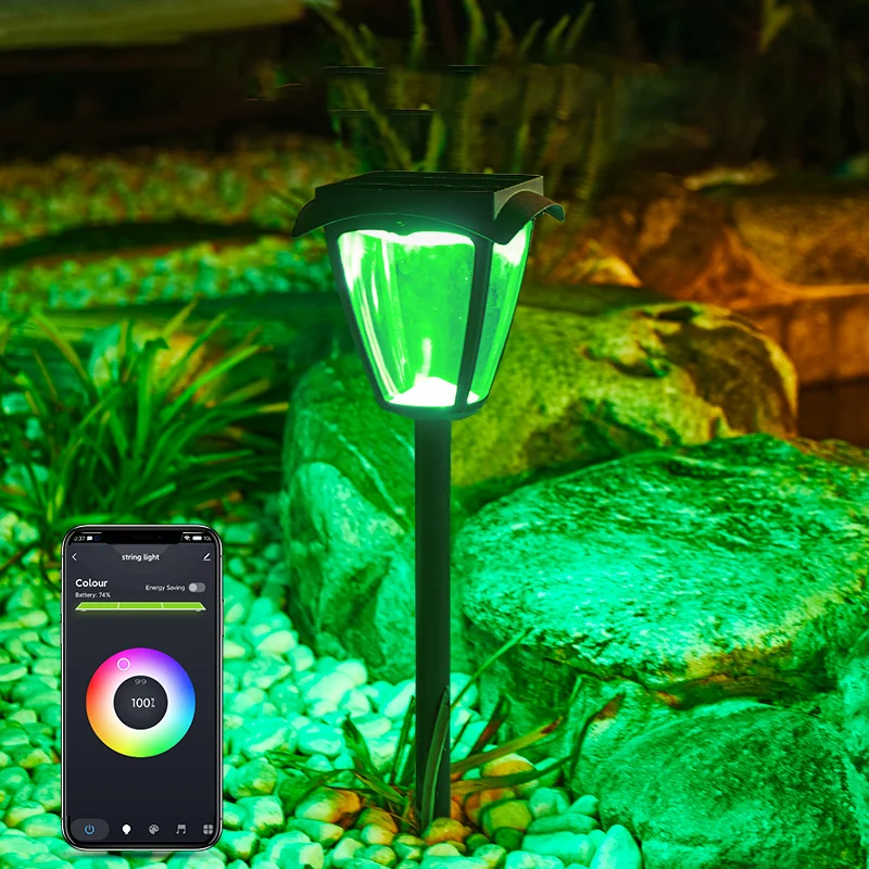 

Solar Lawn Light Decoration Garden Tuya Smart APP Control LED Outdoor Waterproof Aluminum Landscape Bollard Lamp