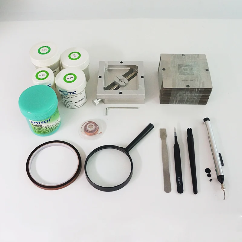 

BGA Stencils 184Pcs Template BGA Reballing Station Solder Balls Solder Flux Paste Kit 90MM For Playstation Laptop Desktop Chip R