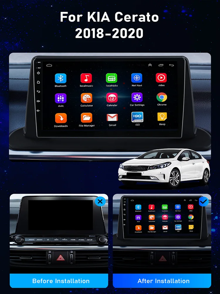 

Автомагнитола forKIA Cerato 2018-2020, 4G, Wi-Fi, 2 Din, Android 10
