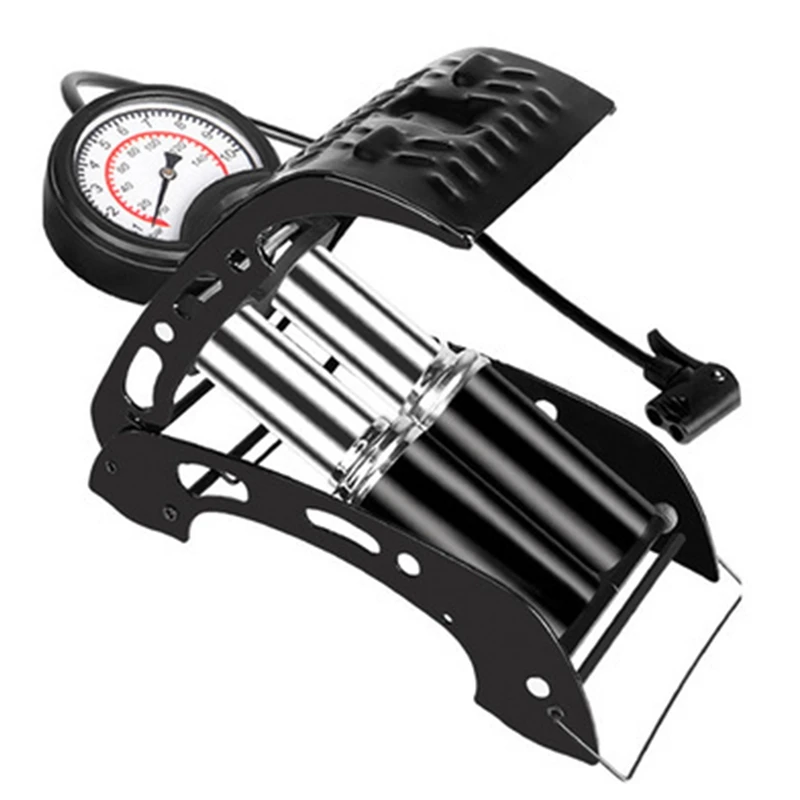 

Double-Tube Bicycle Pump, Portable Air Pump 140PSI Precision Pressure Gauge for Bicycles Balls Scooters Cars Toys