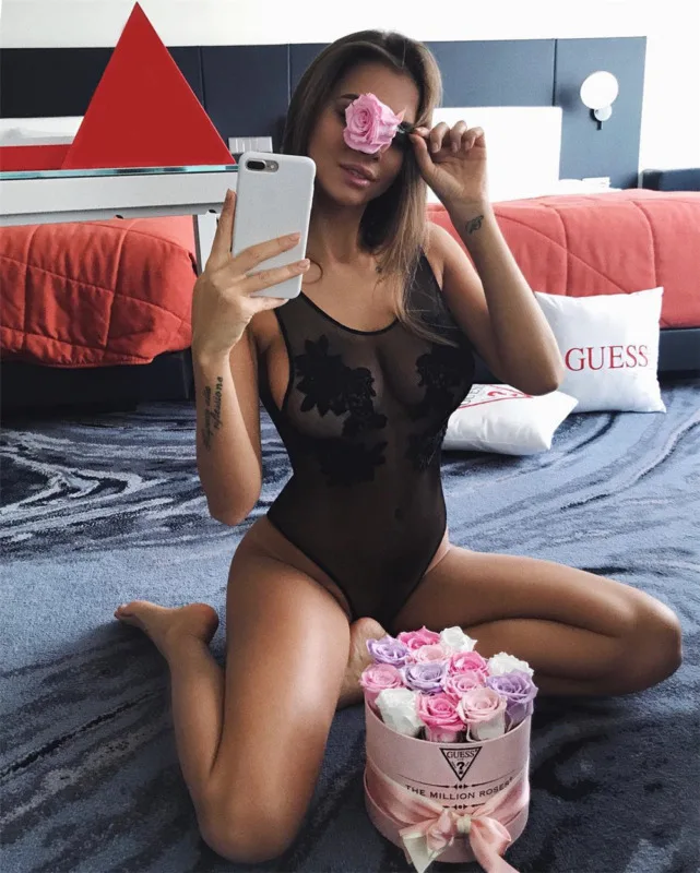 Женское Кружевное боди с цветочной вышивкой черный комбинезон лето 2019 | Женская