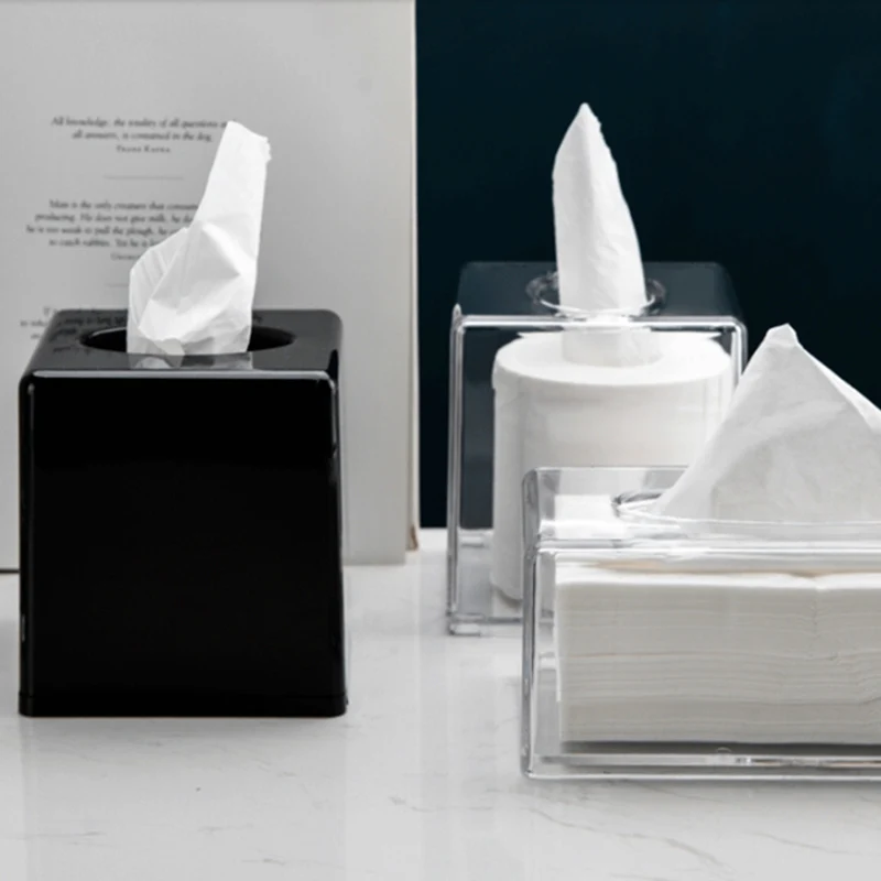 

Tissue Boxes Acryl Transparent Pure Color Light Luxury High-Grade Square Plastic Drop Resistant Napkin Case Thickened Paper Box
