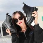 Роскошный бренд; Новинка 2020 года; Модные женские ботинки из 100% воловьей кожи; Зимние Женские однотонные Ботинки martin; короткая теплая хлопковая обувь