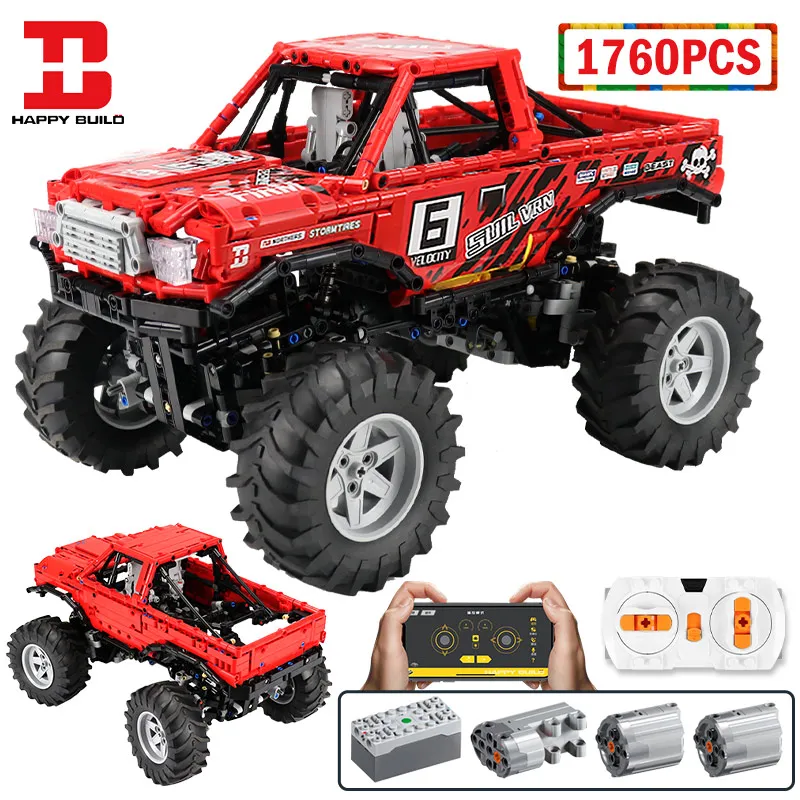 

Внедорожник Happy Build City RC, внедорожник 4WD, монстр-Трак, приложение для дистанционного управления, внедорожник, автомобиль, кирпичи, игрушки для...