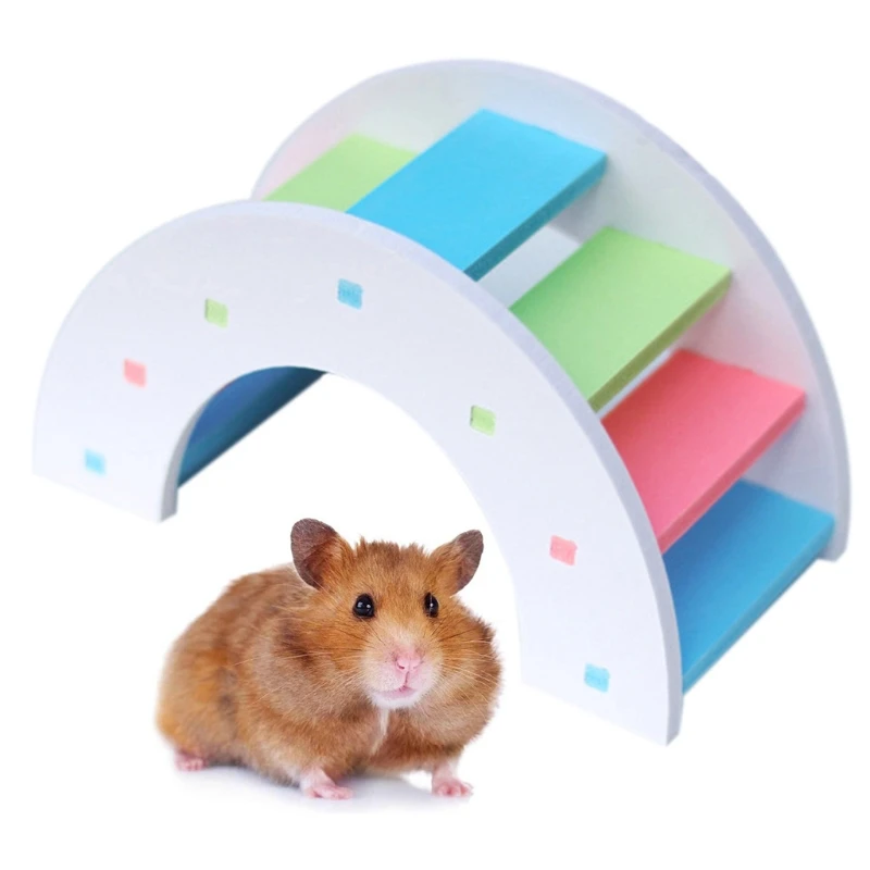 

Rat Wood Bridge Rainbow Climb Running Jogging Silent Spinner For Mouse Hedgehog Chinchilla Pets Mice Hamsters Gerbil Cage Toy