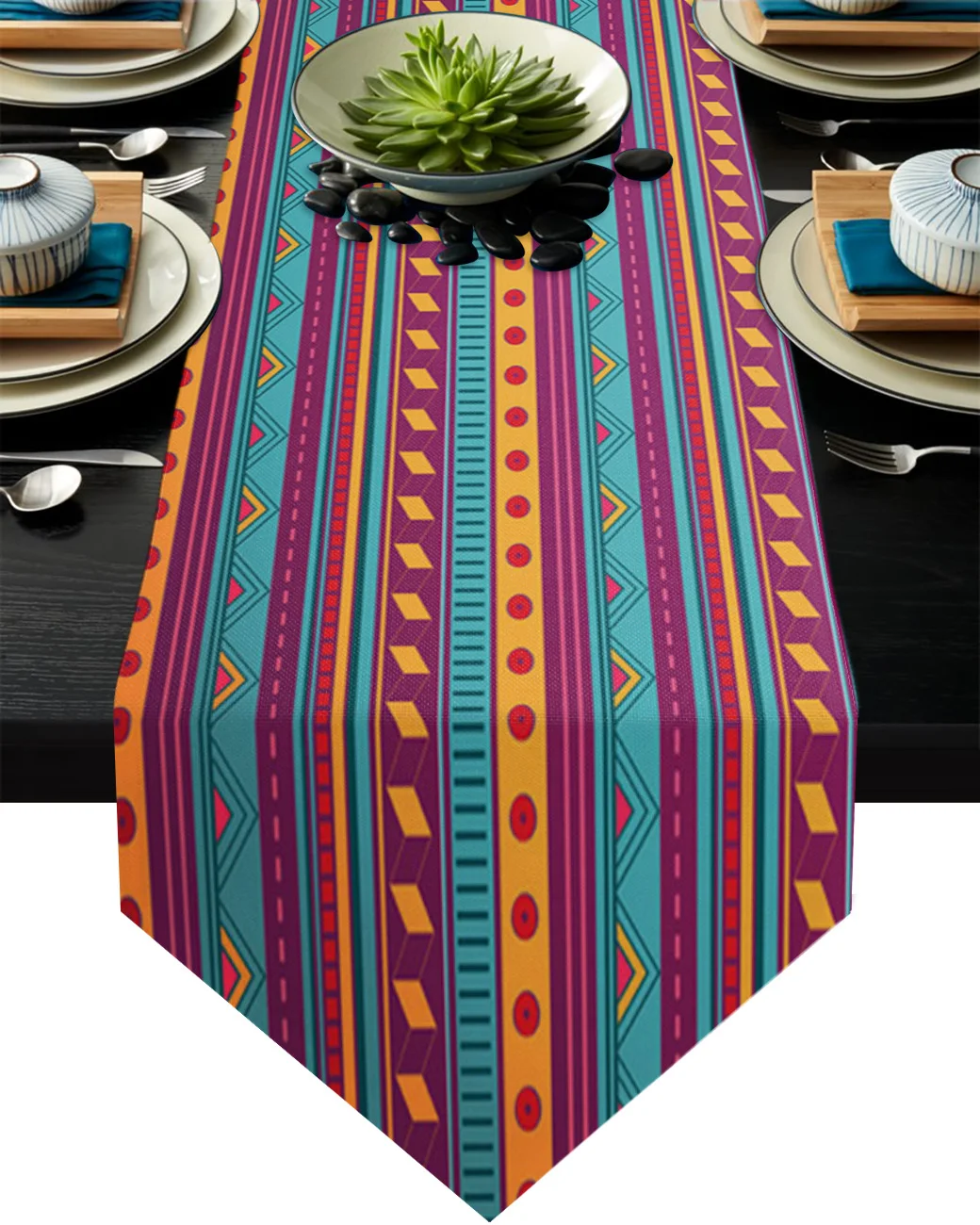 

Настольная дорожка в этническом стиле в полоску, украшение для деревенской свадьбы, скатерть с флагом, коврик для стола, пылезащитный коври...