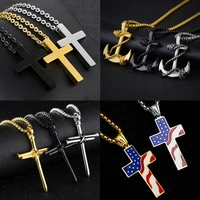 gold stainless steel necklace for women men chain choker punk cross pendent necklaces jewelry
