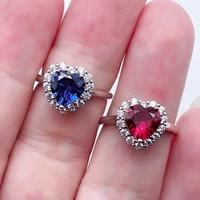 wholesale real ruby ring heart cut lab grown sapphire ring s925 sterling silver 14k white rose gold for women bridal jewelry