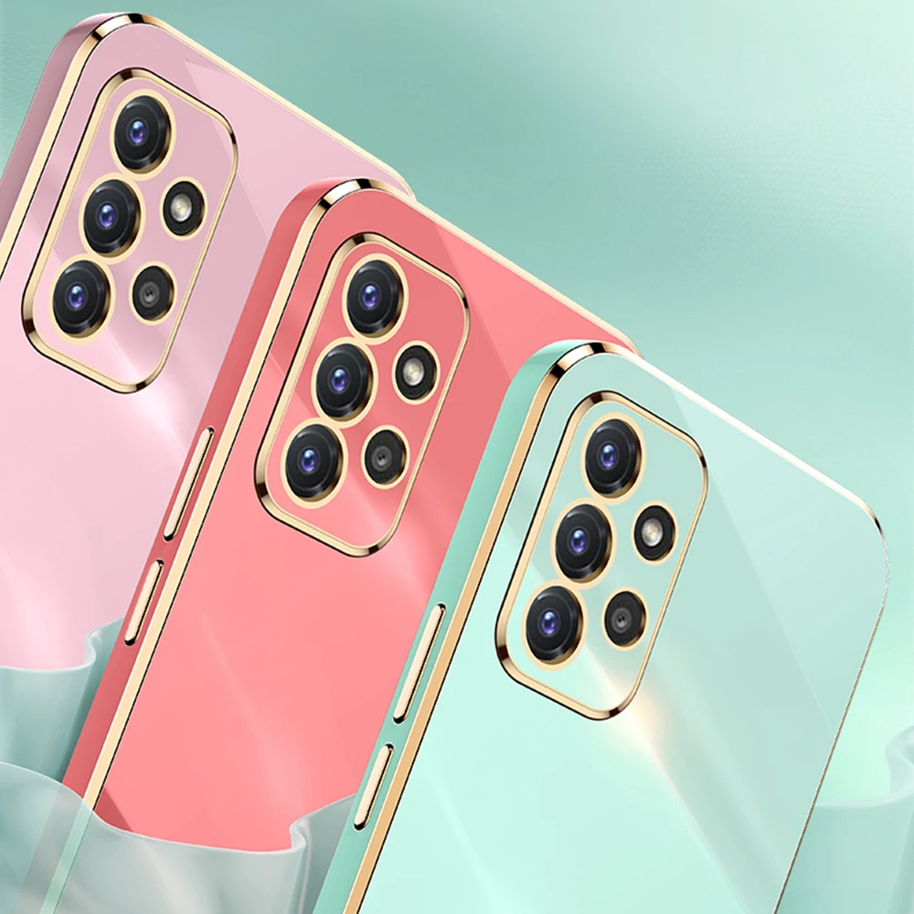 Позолоченный чехол для телефона Samsung A53 A73 A52 A72 A82 A32 A22 однотонные Роскошные Чехлы