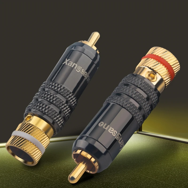 

4Pcs Hi-end RCA Plug Gold Plated Self-locking HiFi Audio Cable Adapter Connector