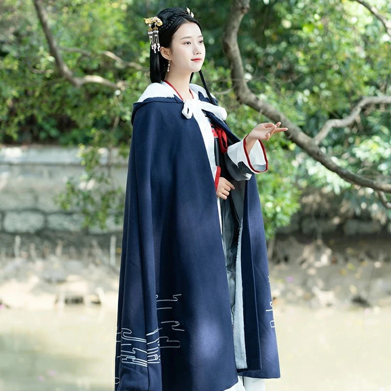 Новинка Женское пальто Hanfu Китайская традиционная синяя мантия Древний