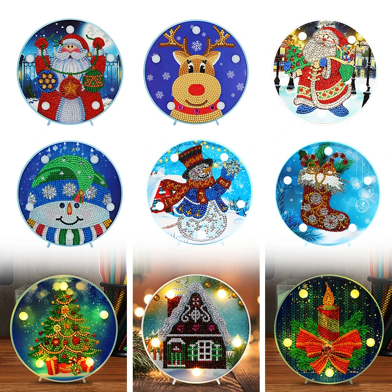Рождество 5D Сделай Сам алмазная живопись особой формы светодиодный