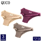 QUCO бренд 3 шт.лот Ice Silk сексуальное женское Бикини Набор Бесшовные женские трусики-стринги нижнее бельё для девочек Горячая Распродажа строка женские трусики