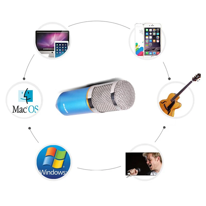 Конденсаторный микрофон BM800 Студийный с подставкой для записи звука в режиме