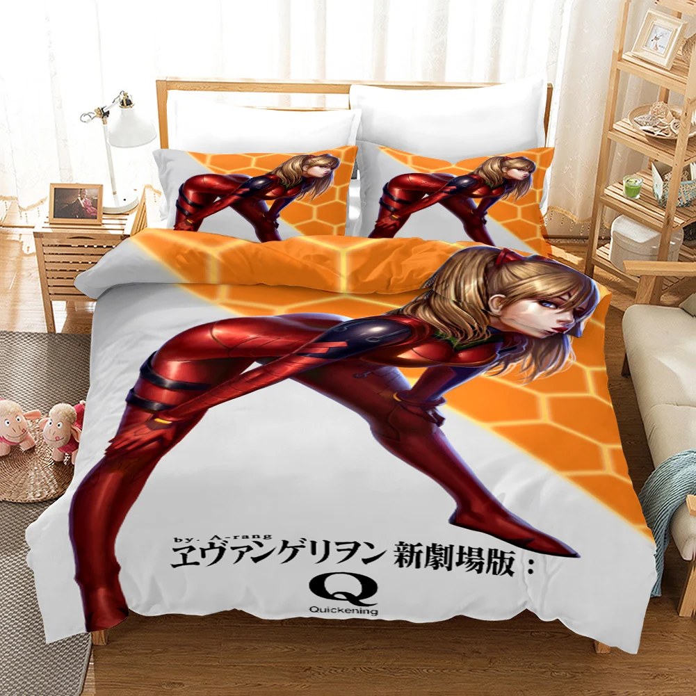 3D японское постельное белье с аниме комплект King-Size Ayanami Rei/Ikari Shinji пододеяльник для