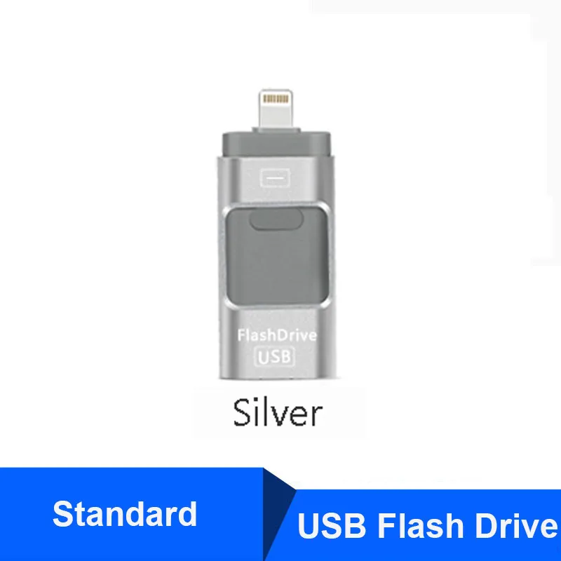 Silver Y01 Флэш-накопитель USB для iPhone X / 8/7/7 Plus / 6 / 6s / 5 / SE / ipad OTG Pen Drive HD Picture Stick 16 ГБ 32 ГБ 64 ГБ 128 ГБ Плюс DIY ЛОГОТИП и DJ Music Pendrive USB 3.0 и Dropshipping - Цвет: Silver Y01