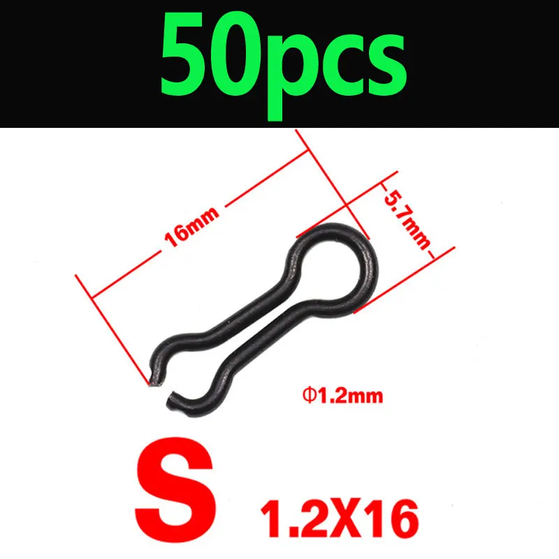 S size 50PCS Black JIGEECARP 50 шт., размеры s, m, l, клеммные снасти для ловли карпа, кольца для ловли карпа, рыболовные снасти для ловли карпа, аксессуары для ловли карпа - Цвет: S size 50PCS Black