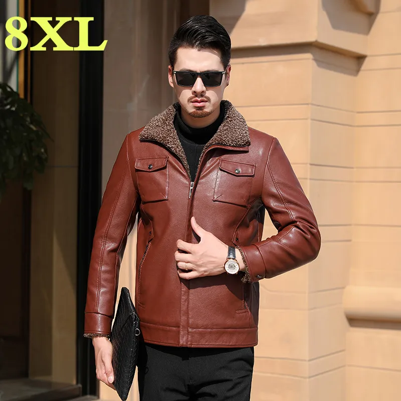Мужская зимняя куртка из овечьей кожи размеры до 7XL | одежда
