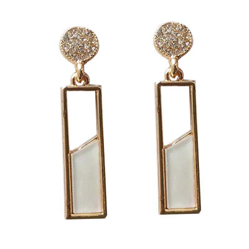 

S925 needle Fashion Jewelry Drop Earrings Hot Selling Delicate High Quality Clear Crystal White Metal Dangle Earrings For Girl