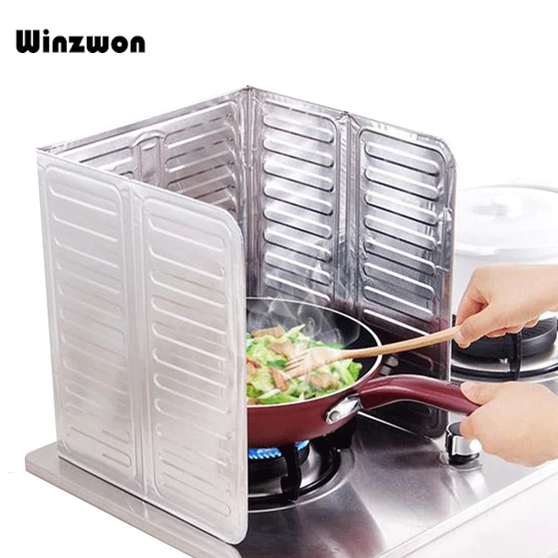 

1Pcs Cooking Frying Oil Splash Guard Aluminum Foil Gas Stove Shield Oil Splatter Screen Oil Removal Board Kitchen Tool