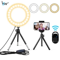 ring light 6inch mini selfie led desktop ring lamp with tripod stand cell phone holderremote for youtubevideo conference