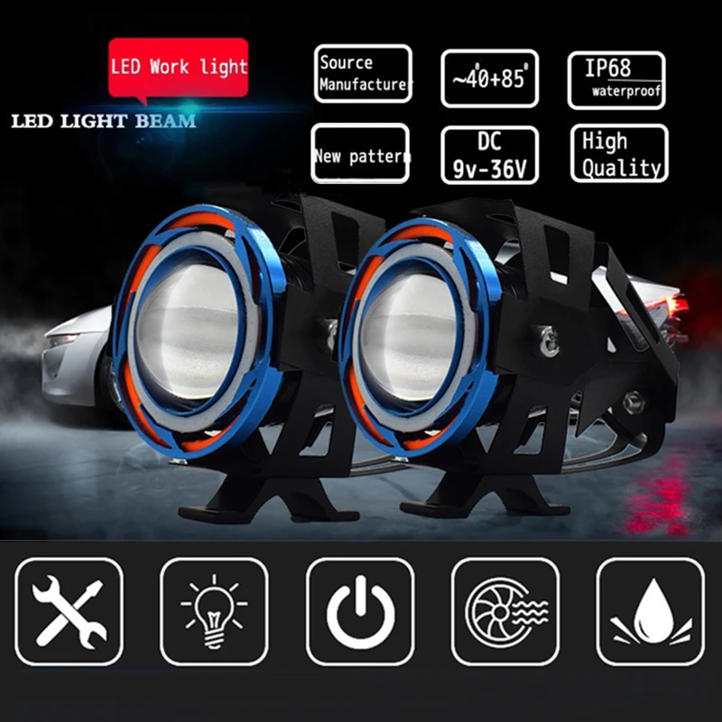 Светодиодные фонари для мотоцикла водонепроницаемые прожекторы ангельский глаз