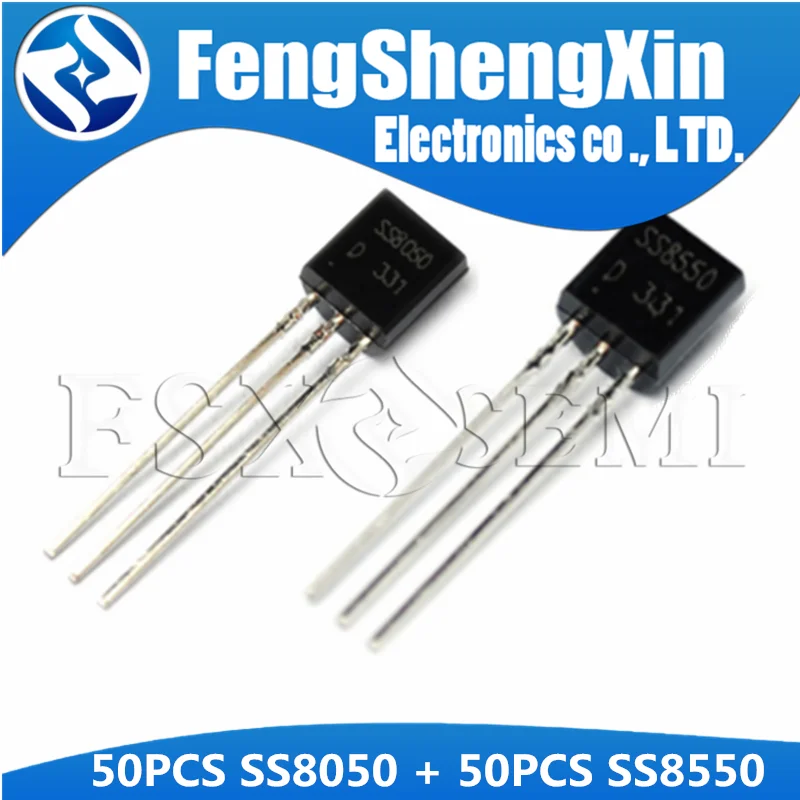 100 шт. 50 SS8050 + SS8550 транзистор NPN PNP TO 92 IC|Интегральные схемы| |
