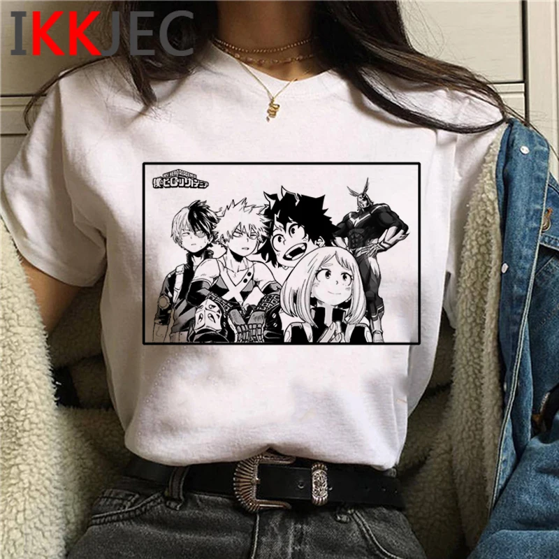 

Женская футболка с надписью «Моя геройская Академия» bakugou todoroki boku no hero bnha, повседневная Милая японская белая футболка в стиле Харадзюку kawaii, ...