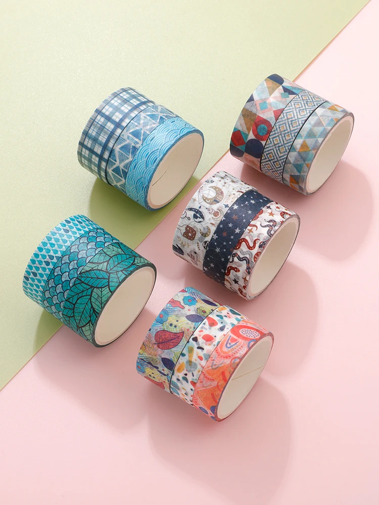 

3Pcs Grid Washi Tape Set Kawaii Decorative Adhesive Tape Journaling Stationery Scrapbooking Basic Diary Decorating Masking Tape