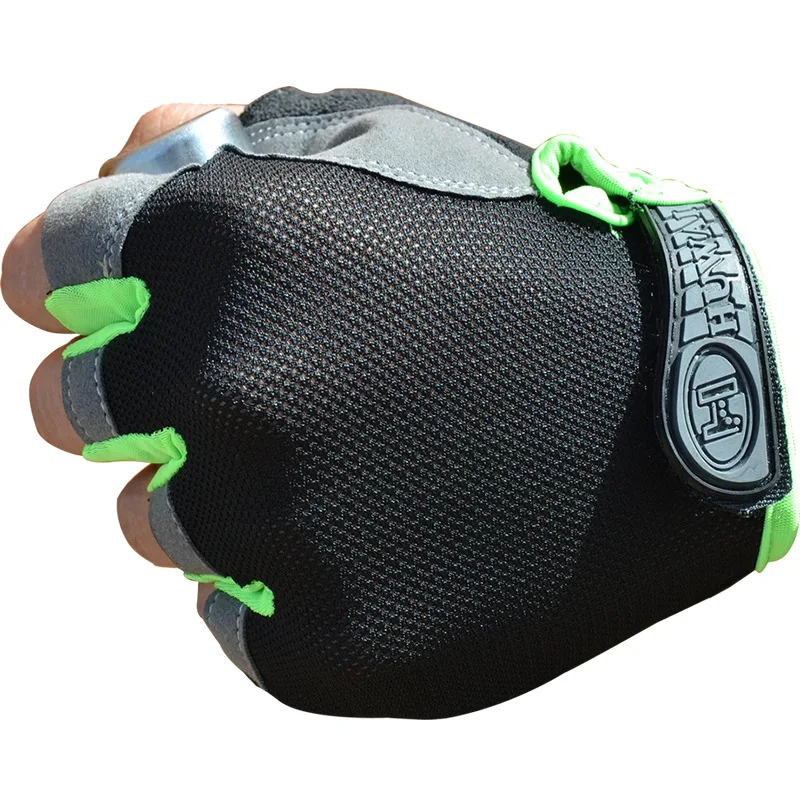 Black Green Перчатки для езды на велосипеде, на велосипеде, на открытом воздухе, кемпинга, пеших прогулок, мотоциклетные перчатки, спортивные дышащие перчатки без пальцев - Цвет: Black Green