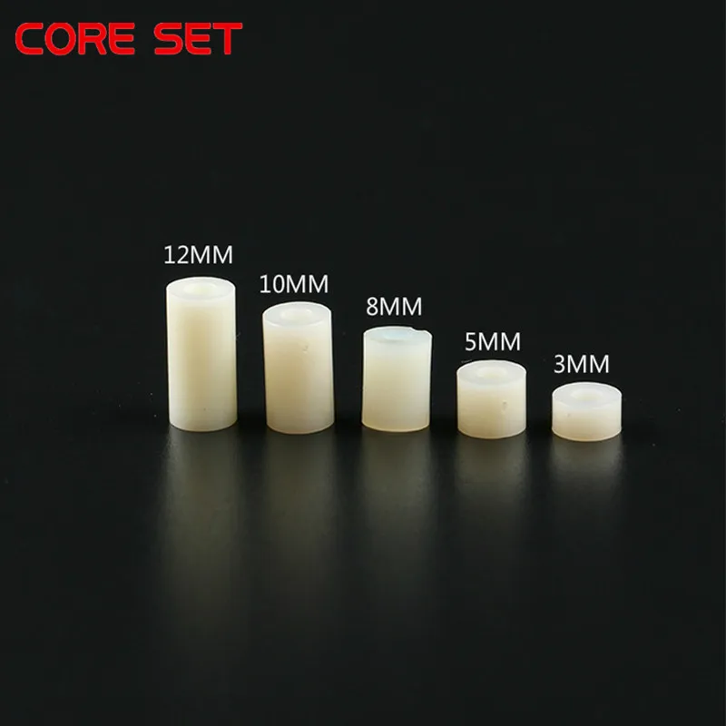 100 шт./лот M3 винты ABS Rround Проставка Белая нейлоновая нерезьбовая круглая полая