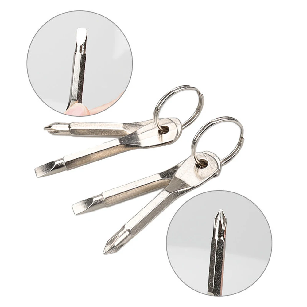 2PCS/Set Screwdriver Portable Multifunctional Key Shape Stainless Steel Slotted Screwdrivers Pocket Repair Tool Outdoor tools |