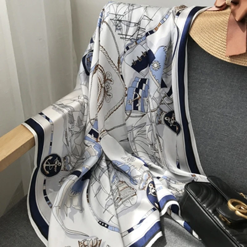 Роскошный брендовый Шелковый квадратный шарф настоящий 100% натуральный шелковый