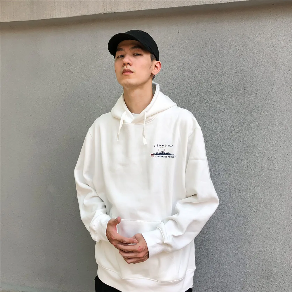 

Letter Print Hoodies For Men Japanese Fashion Oversized Sweatshirts Hooded Thicken Loose Streetwear Hoodie 2020 New