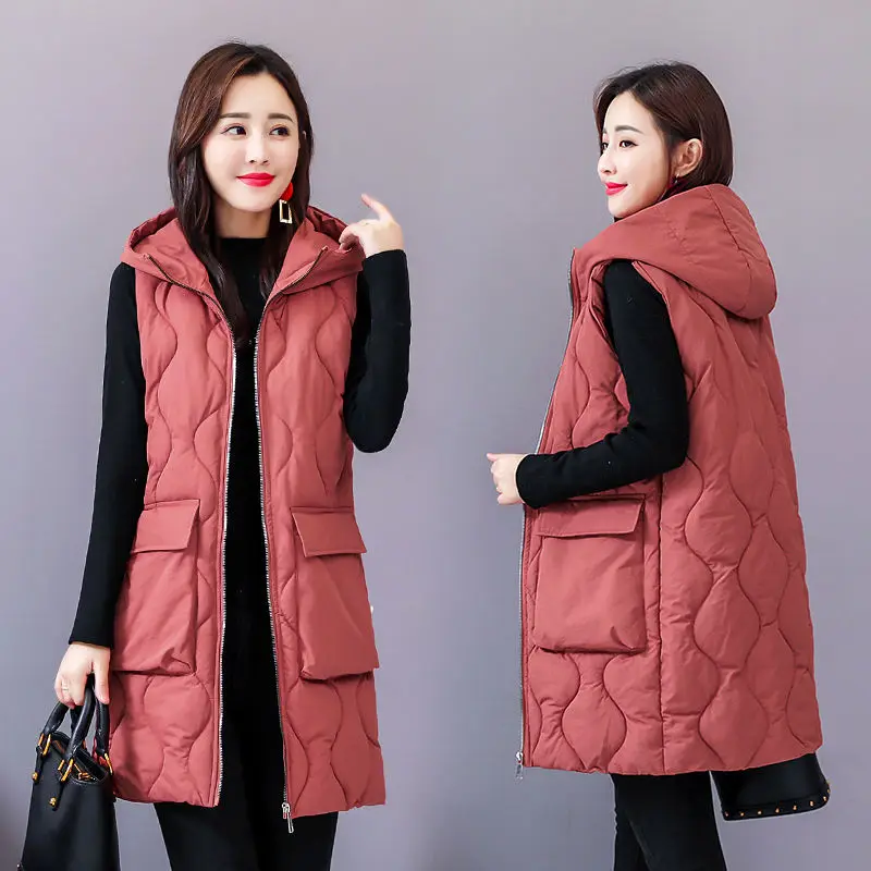 

2020 Winter Women Vest New Sleeveless Patchwork Cotton Padded Waistcoats Female Warm Solid Slim Pockets Zipper Fly Jacket Vests